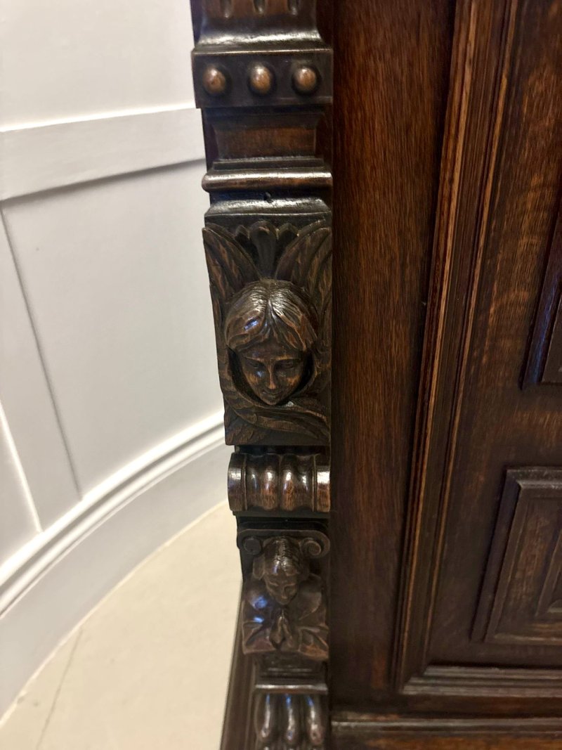 Impressive Quality Antique Carved Oak Sideboard